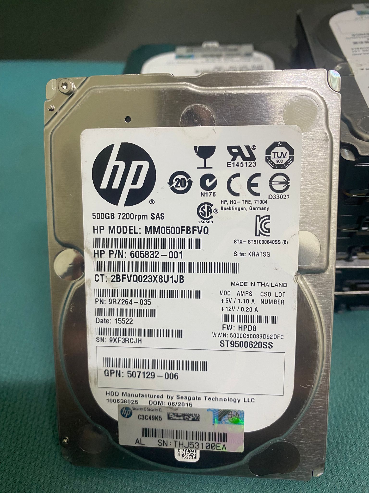 10 Adet HPE MM0500FBFVQ 500GB 7200RPM 2.5in SAS-6G Midline G4-G7 HDD